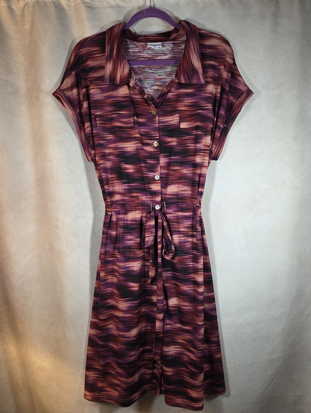 Lularoe Pink  Purple WaveStripe Shirt Dress